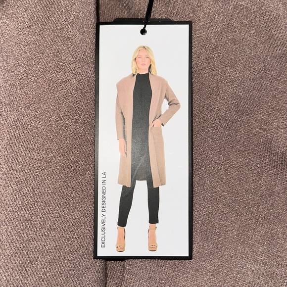 Gorgeous Boutique Sweater Cardigan Open Front, Long Duster, Heather Dark Sand, S - Picture 4 of 4